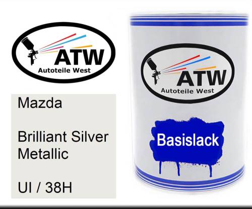 Mazda, Brilliant Silver Metallic, UI / 38H: 500ml Lackdose, von ATW Autoteile West.